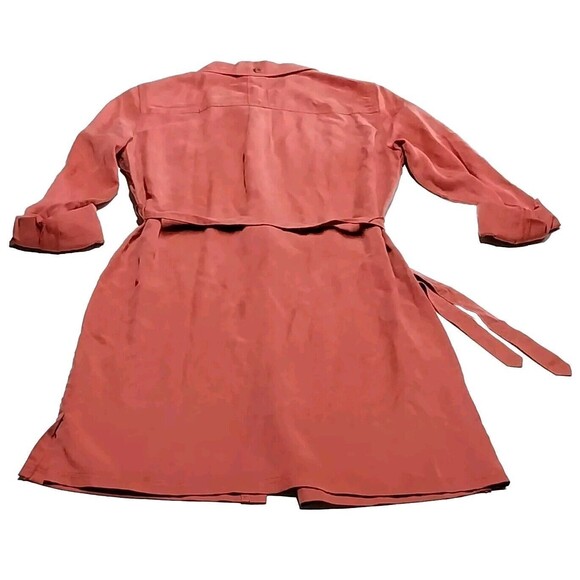 Banana Republic Women Size 0 Dusky Rose Button Front Tie Shirt Dress Lyocell New - Picture 3 of 11